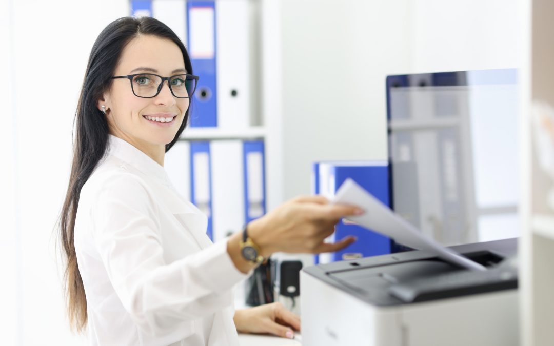 woman using a printer